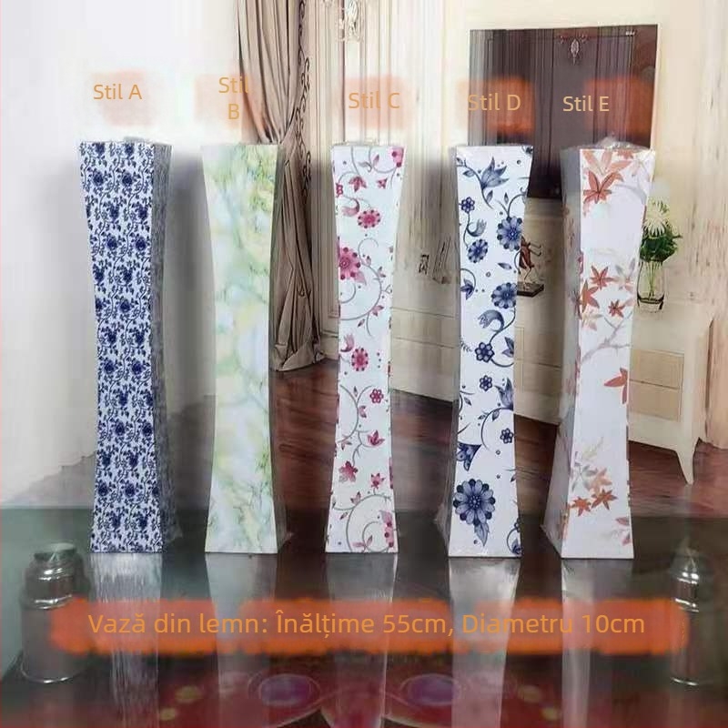 Vază din lemn pentru podea, sufragerie și hol — vază decorativă elegantă pentru casă, recuzită pentru nuntă și fotografiere