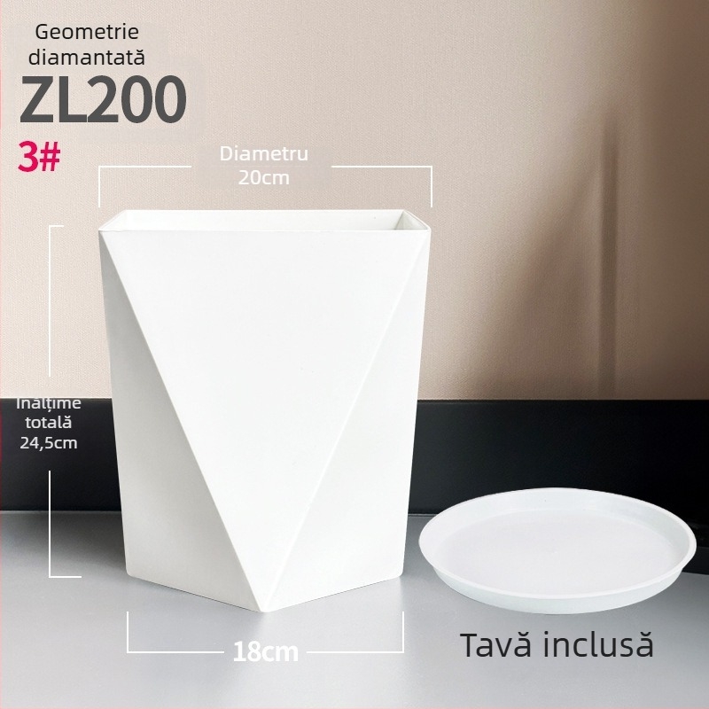 Ghiveci de plante din rășină cu design geometric diamant – extra-larg, pentru podea, pentru living sau birou, stil minimalist