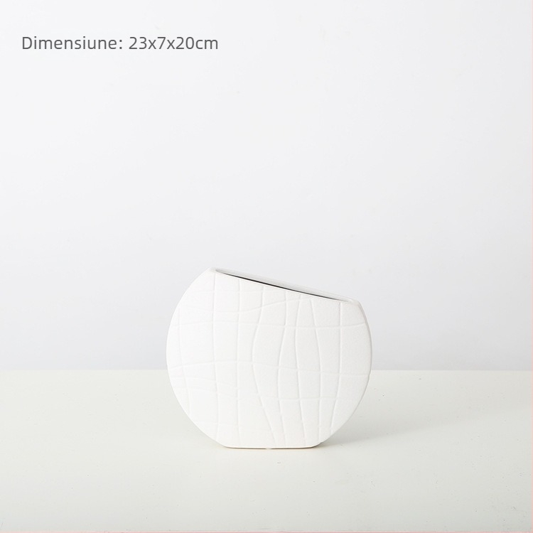 Vază ceramică cu dungi negre și albe, design minimalist, potrivită pentru interioarele hotelurilor și decorul de acasă