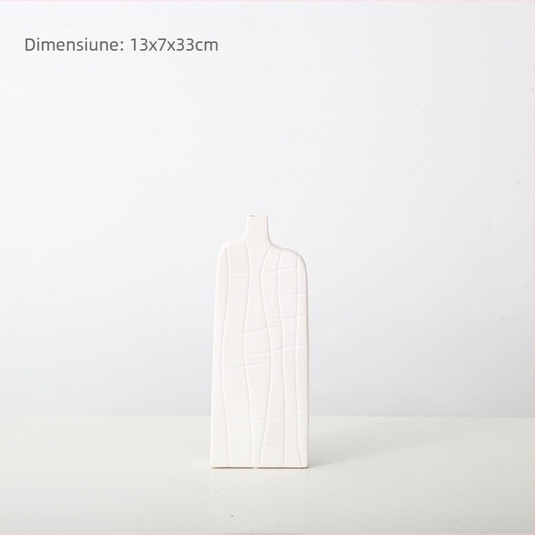 Vază ceramică cu dungi negre și albe, design minimalist, potrivită pentru interioarele hotelurilor și decorul de acasă