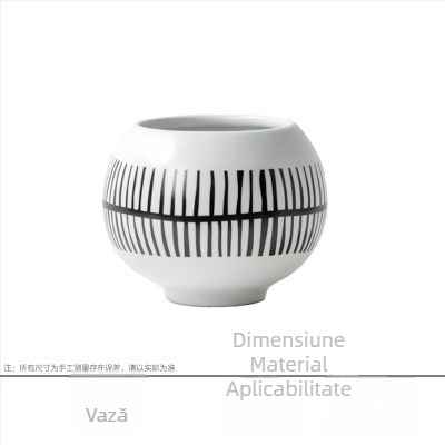 Vază ceramică cu dungi, în stil nordic, pentru mese, sufragerie, camere demonstrative, pensiuni și birouri