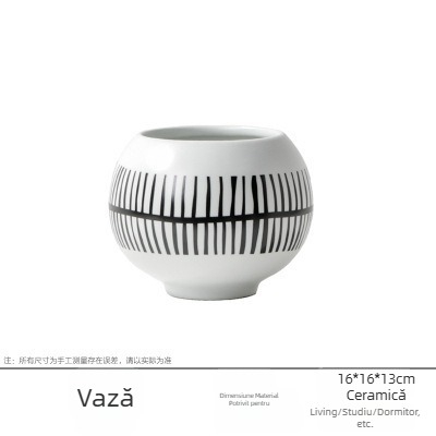 Vază ceramică cu dungi, în stil nordic, pentru mese, sufragerie, camere demonstrative, pensiuni și birouri