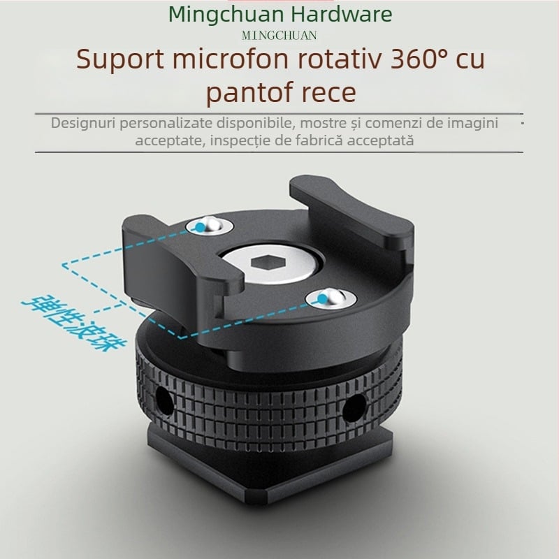 Adaptor microfon cu suport rotativ amortizat 360° – aliaj de aluminiu, filet 1/4"