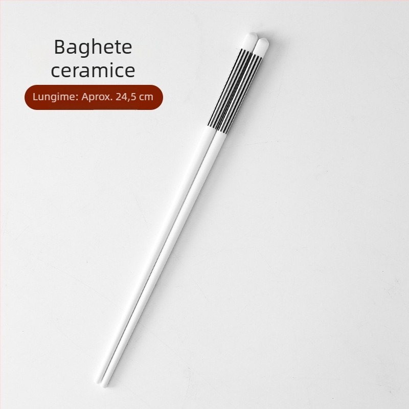 Bețe ceramice de mâncare, stil Hepburn, set de 5 perechi pentru casă, ușor de curățat, rezistente la temperaturi înalte, cadou