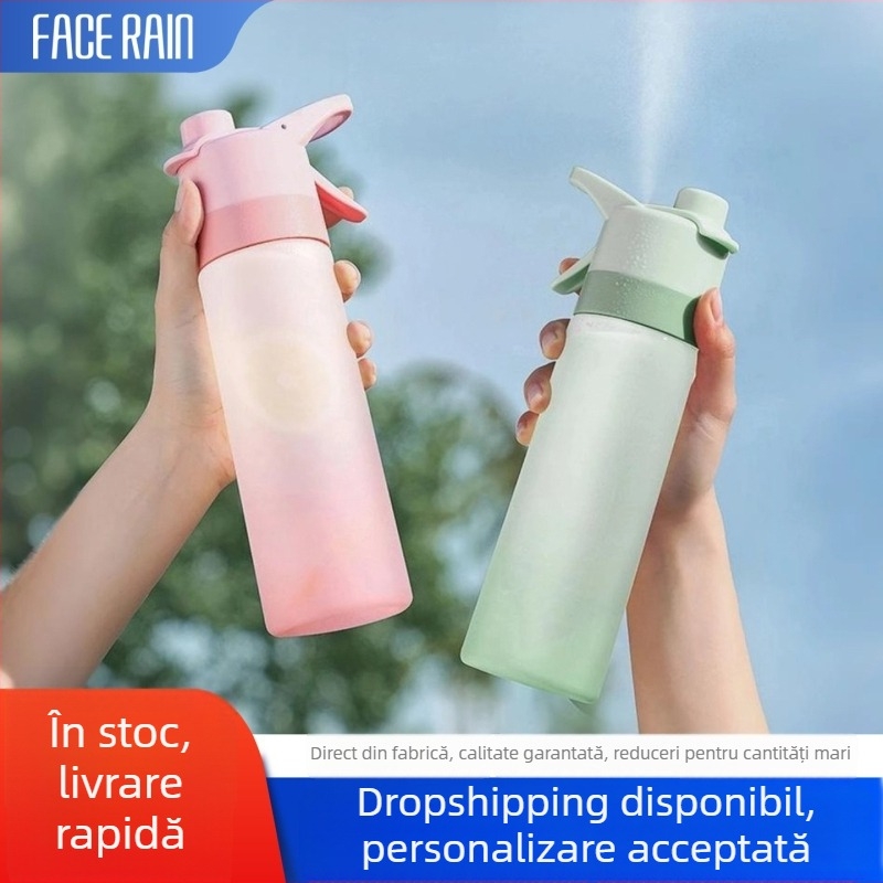 Sticlă de apă pentru femei cu pulverizare, portabilă din Tritan, multifuncțională pentru fitness și vară.