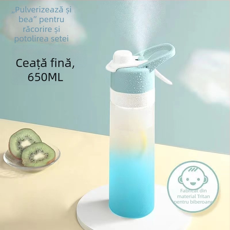 Sticlă de apă pentru femei cu pulverizare, portabilă din Tritan, multifuncțională pentru fitness și vară.