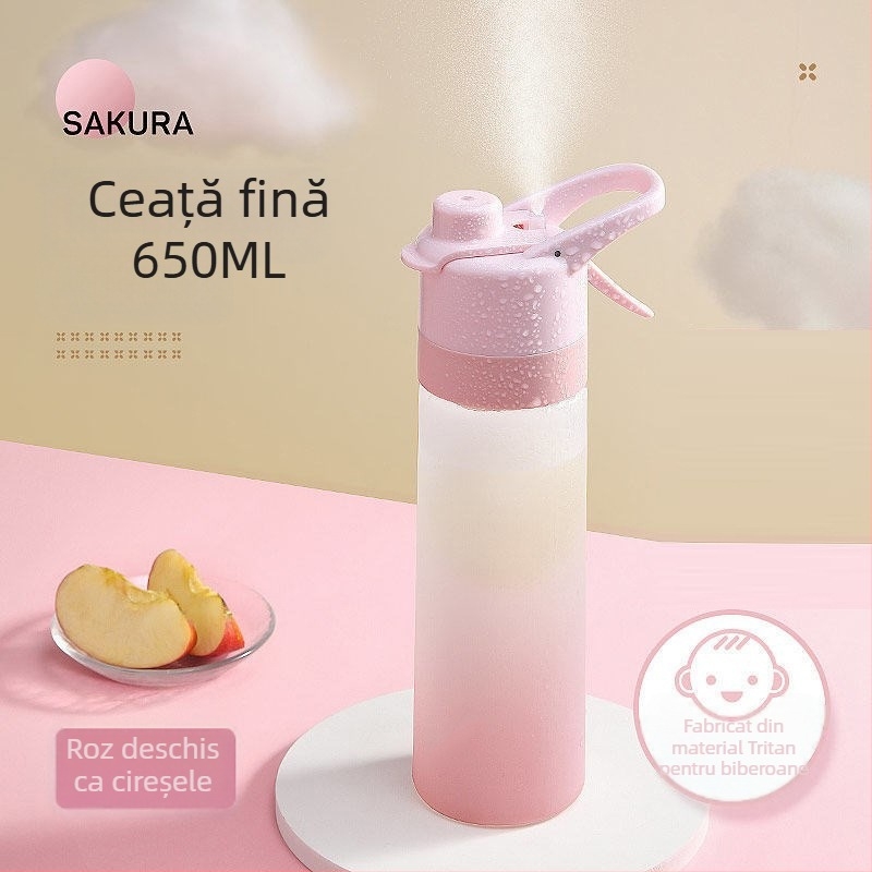 Sticlă de apă pentru femei cu pulverizare, portabilă din Tritan, multifuncțională pentru fitness și vară.