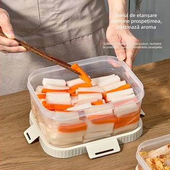 Cutie pătrată de depozitare a alimentelor, cu capacitate mare, pentru frigider, cu capac etanș pentru murături
