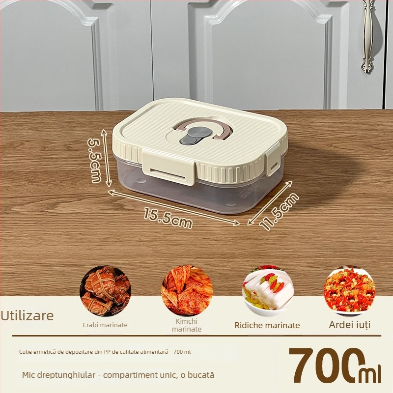 Cutie pătrată de depozitare a alimentelor, cu capacitate mare, pentru frigider, cu capac etanș pentru murături