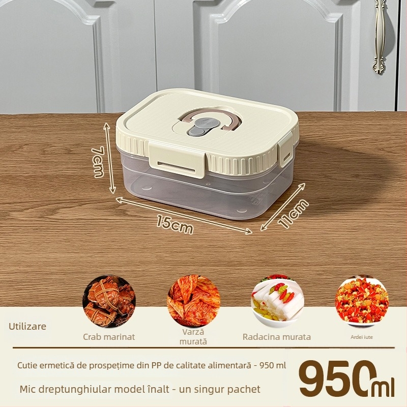 Cutie pătrată de depozitare a alimentelor, cu capacitate mare, pentru frigider, cu capac etanș pentru murături