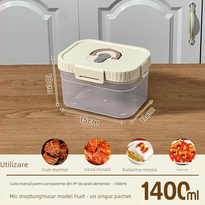 Cutie pătrată de depozitare a alimentelor, cu capacitate mare, pentru frigider, cu capac etanș pentru murături