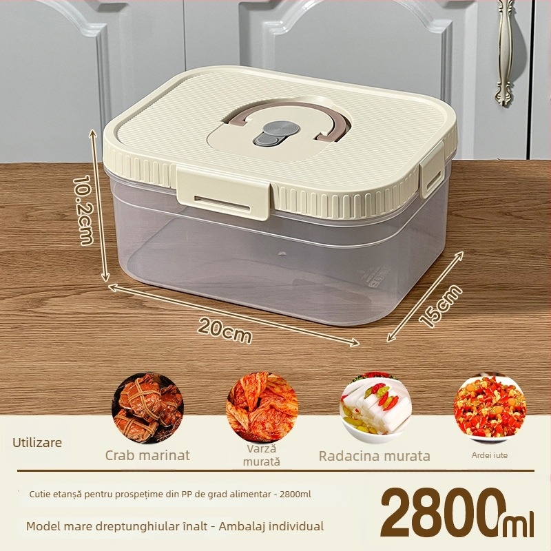 Cutie pătrată de depozitare a alimentelor, cu capacitate mare, pentru frigider, cu capac etanș pentru murături
