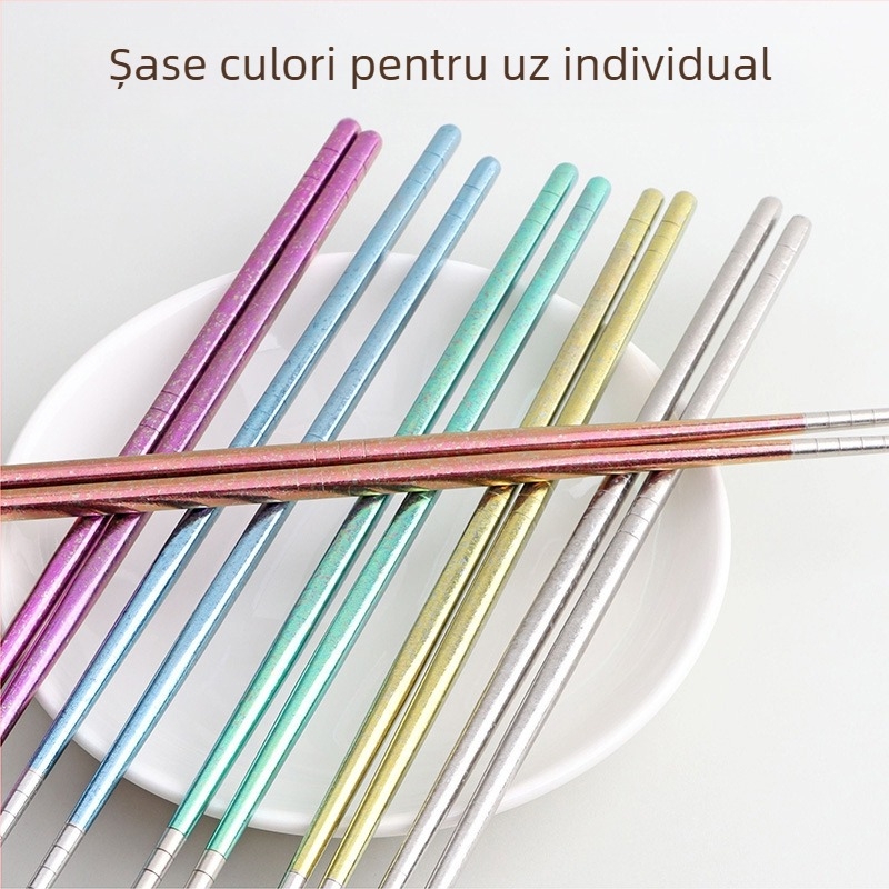 Bețișoare din titan pur, de înaltă calitate alimentară, pentru uz casnic, cu model cristale de gheață, antialunecare, rezistente la temperatură, pentru picnic, în cutie