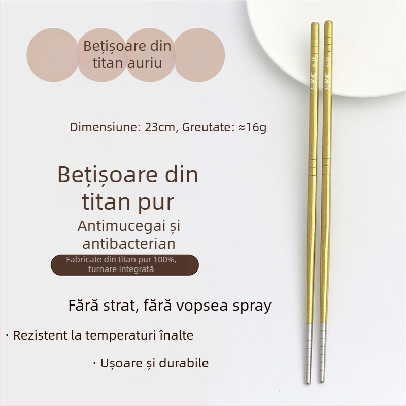 Bețișoare din titan pur, de înaltă calitate alimentară, pentru uz casnic, cu model cristale de gheață, antialunecare, rezistente la temperatură, pentru picnic, în cutie