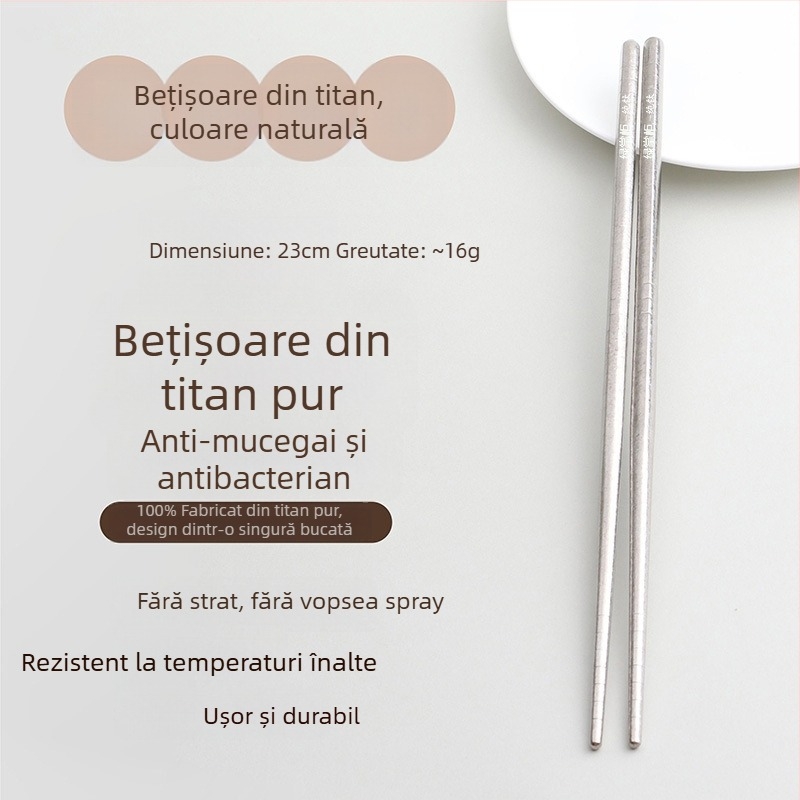 Bețișoare din titan pur, de înaltă calitate alimentară, pentru uz casnic, cu model cristale de gheață, antialunecare, rezistente la temperatură, pentru picnic, în cutie