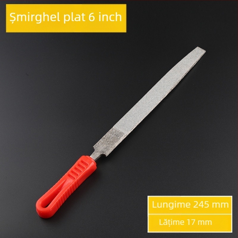 Set de fișiere diamantate cu profiluri multiple: plat, triunghiular, circular, pătrat și semicircular; abraziv diamantat electroplatat; dimensiuni 6, 8, 10 și 12 inci; pentru metal și piatră