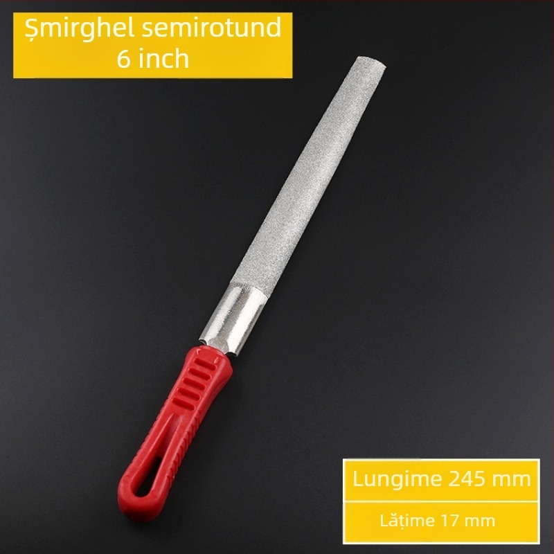 Set de fișiere diamantate cu profiluri multiple: plat, triunghiular, circular, pătrat și semicircular; abraziv diamantat electroplatat; dimensiuni 6, 8, 10 și 12 inci; pentru metal și piatră