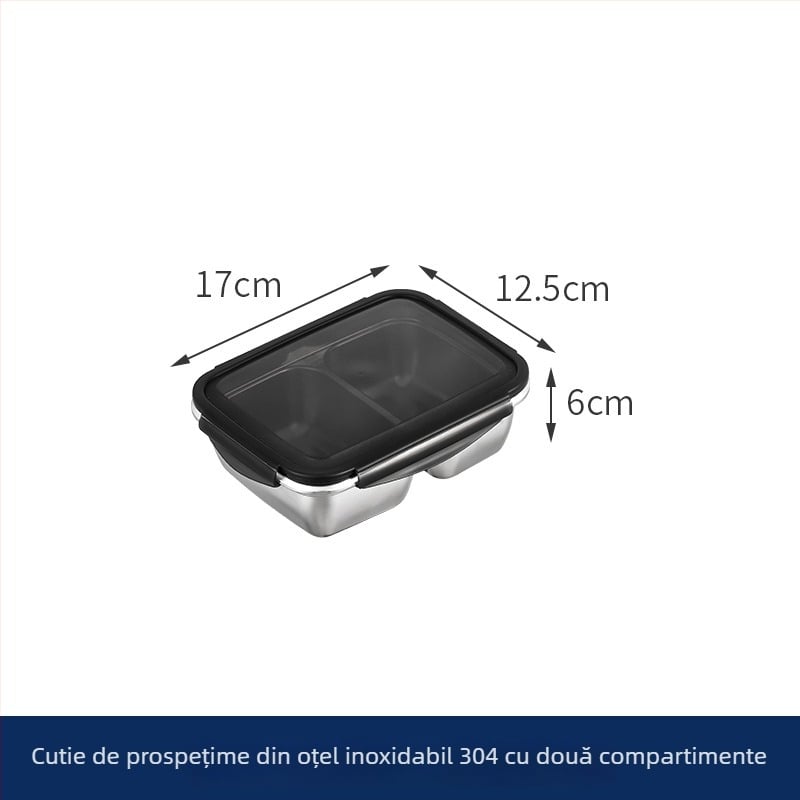 Cutie prânz din oțel inoxidabil 304, etanșă, cu compartimente pentru alimente
