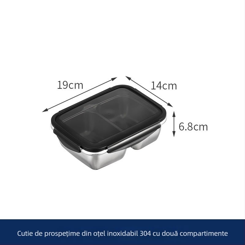 Cutie prânz din oțel inoxidabil 304, etanșă, cu compartimente pentru alimente