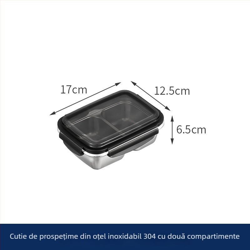 Cutie prânz din oțel inoxidabil 304, etanșă, cu compartimente pentru alimente
