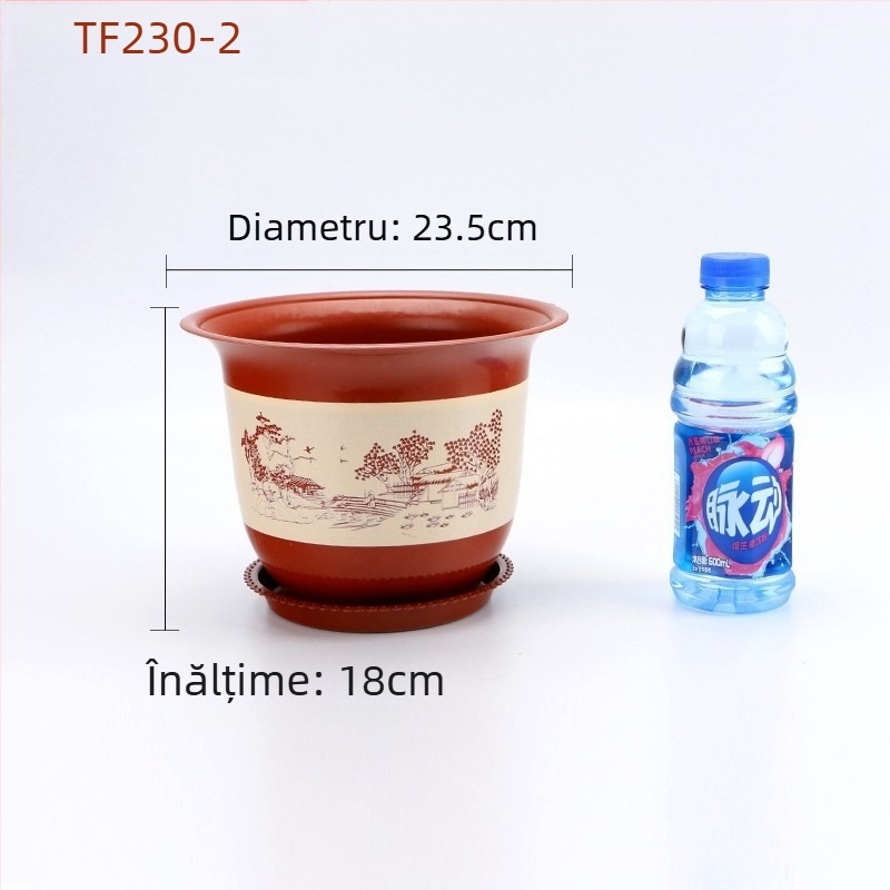 Ghiveci mare din rășină, cu finisaj ceramic imitativ, pentru orhidee și copacul banilor