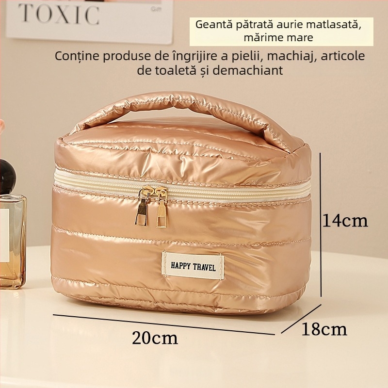 Geantă cosmetică impermeabilă, cu capacitate mare pentru ruj și îngrijire a pielii – gentuță de voiaj