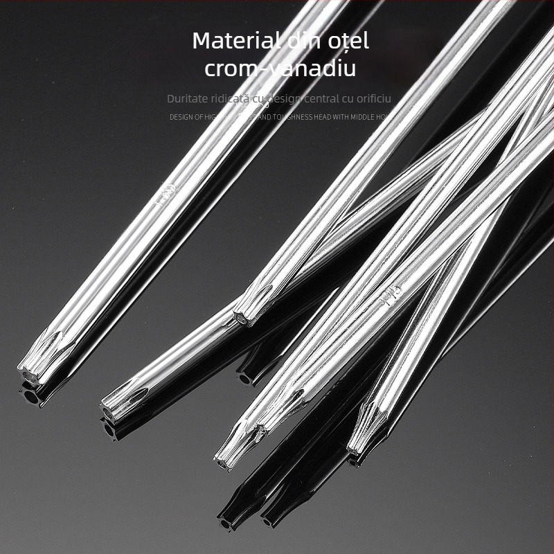 Set șurubelnițe Torx cu tijă extinsă de 40 cm, dimensiuni T5-T30, cu găuri și fără găuri