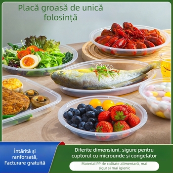 Farfurii plastice de unică folosință, rotunde, îngroșate, de calitate alimentară, compatibile cu microundele, pentru uz casnic și picnicuri în aer liber