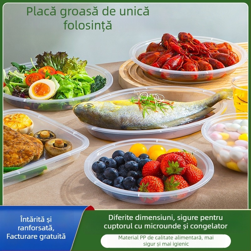 Farfurii plastice de unică folosință, rotunde, îngroșate, de calitate alimentară, compatibile cu microundele, pentru uz casnic și picnicuri în aer liber