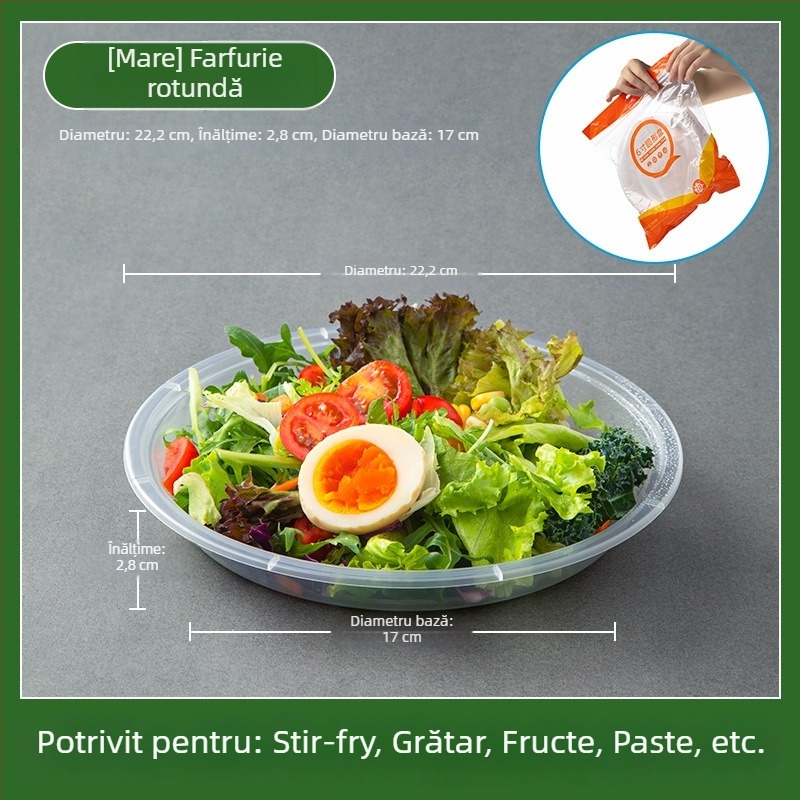 Farfurii plastice de unică folosință, rotunde, îngroșate, de calitate alimentară, compatibile cu microundele, pentru uz casnic și picnicuri în aer liber