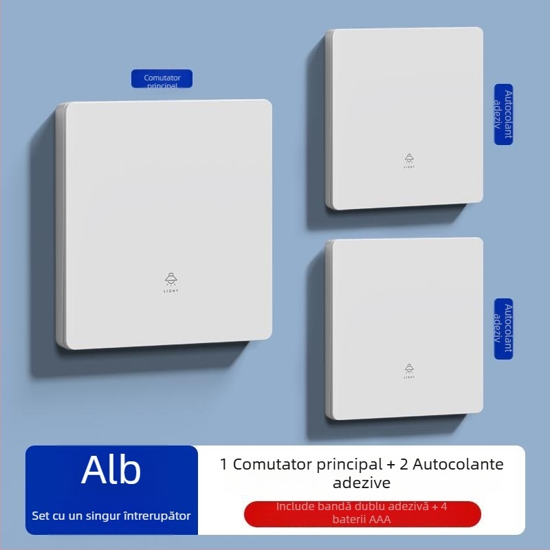 Întrerupător wireless pentru uz casnic, 220V, fără cablare, panou întrerupător pentru iluminat, control simplu sau dublu