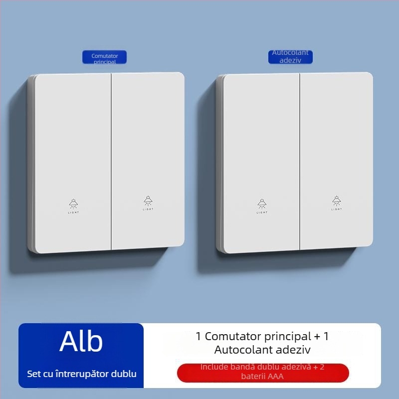 Întrerupător wireless pentru uz casnic, 220V, fără cablare, panou întrerupător pentru iluminat, control simplu sau dublu
