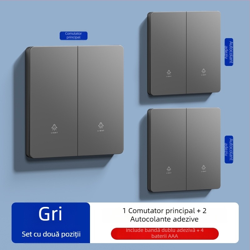 Întrerupător wireless pentru uz casnic, 220V, fără cablare, panou întrerupător pentru iluminat, control simplu sau dublu
