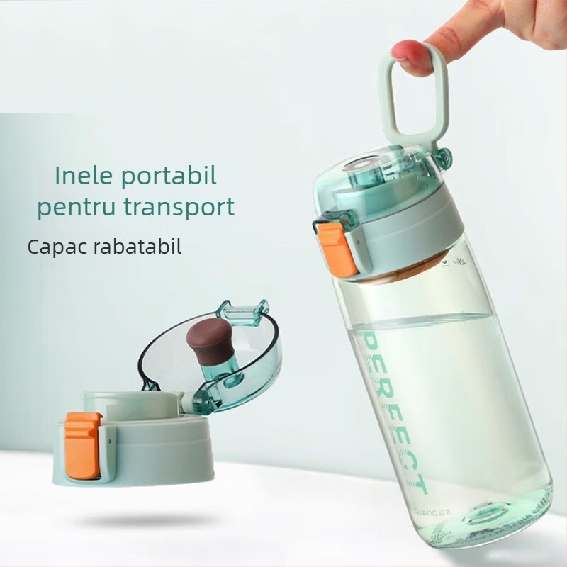 Fuguang PC pahar de apă, vară, exterior, capacitate mare, durabil pentru copii și elevi, stil sport, pahar din plastic cu compartiment pentru ceai