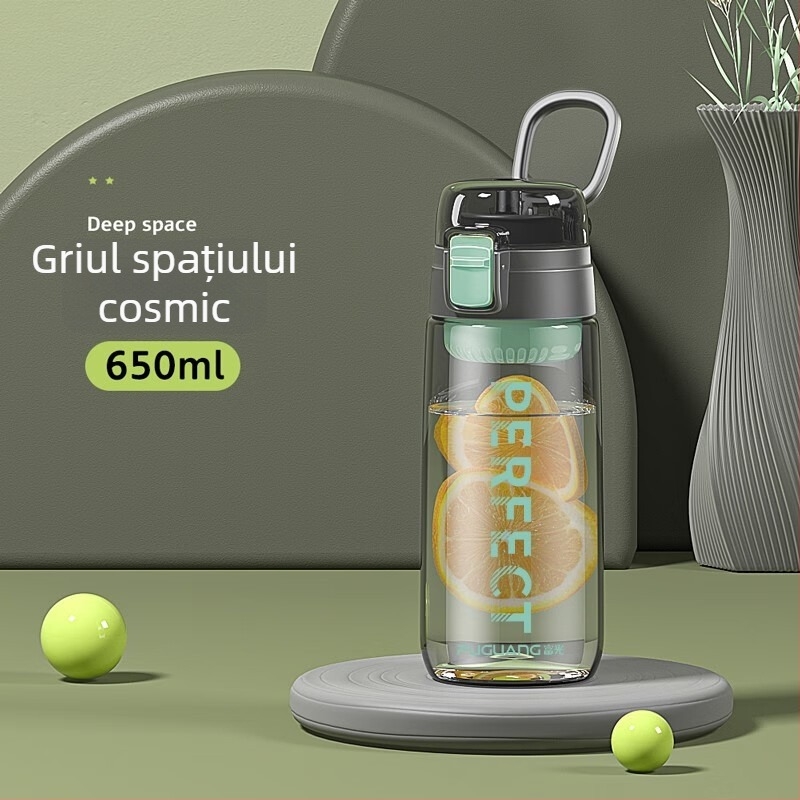 Fuguang PC pahar de apă, vară, exterior, capacitate mare, durabil pentru copii și elevi, stil sport, pahar din plastic cu compartiment pentru ceai