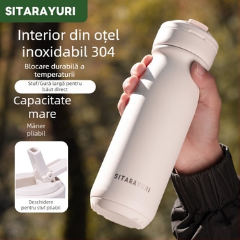 Cană izolată din oțel inoxidabil 304, pentru exterior, design minimalist, capac rotativ