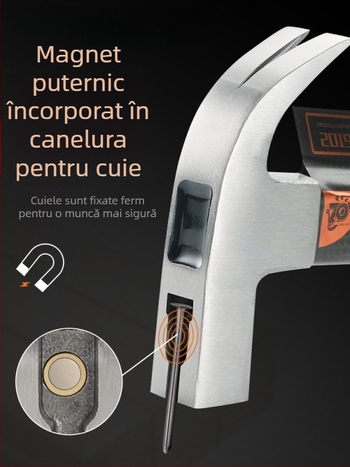 Ciocan pentru tâmplă cu mâner izolat, cap magnetic, din oțel special
