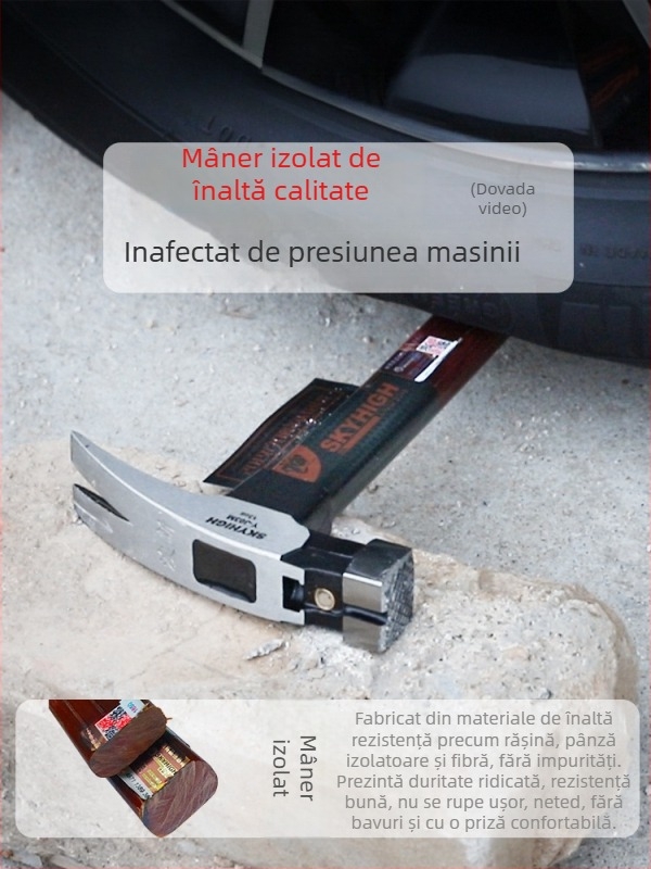 Ciocan pentru tâmplă cu mâner izolat, cap magnetic, din oțel special