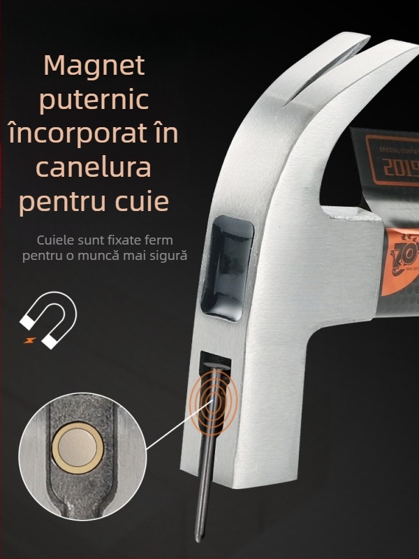 Ciocan pentru tâmplă cu mâner izolat, cap magnetic, din oțel special