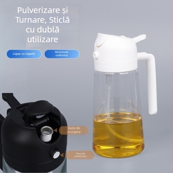 Stropitoare de ulei cu două funcții, pulverizator cu apăsare, recipient din plastic pentru bucătărie