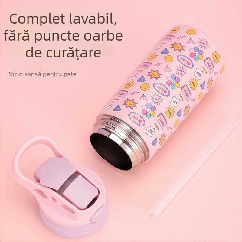 Space Flask din oțel inoxidabil 304 pentru femei – termos de exterior portabil, cu mâner