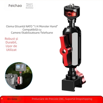 Cage DSLR cu montaj universal de 1/4 inch, clemă pentru șină NATO și adaptor de șină pentru stabilizatoare DJI RS5/RS4