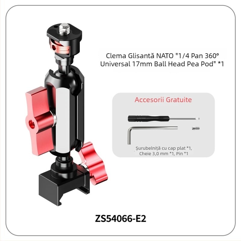 Cage DSLR cu montaj universal de 1/4 inch, clemă pentru șină NATO și adaptor de șină pentru stabilizatoare DJI RS5/RS4