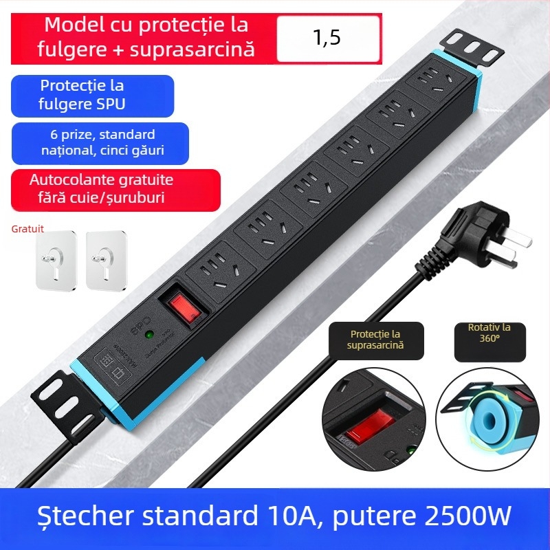 PDU pentru dulapuri și camere server, prize multiple, protecție la supratensiune și suprasarcină