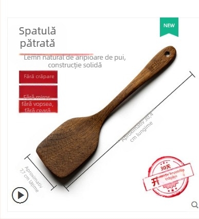 Weijia Set tacâmuri bucătărie din lemn: spatule din lemn cu mâner lung, lingură de orez și lingură de supă; rezistent la temperaturi ridicate, potrivit pentru tigăi antiaderente.