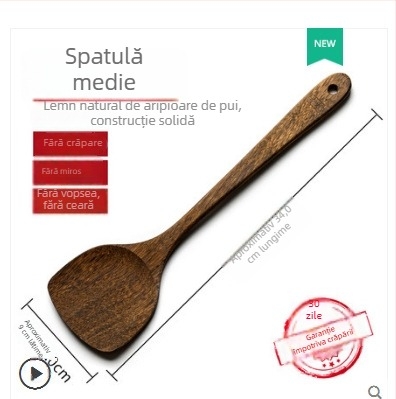 Weijia Set tacâmuri bucătărie din lemn: spatule din lemn cu mâner lung, lingură de orez și lingură de supă; rezistent la temperaturi ridicate, potrivit pentru tigăi antiaderente.
