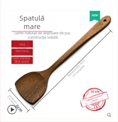 Weijia Set tacâmuri bucătărie din lemn: spatule din lemn cu mâner lung, lingură de orez și lingură de supă; rezistent la temperaturi ridicate, potrivit pentru tigăi antiaderente.