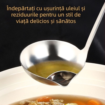 Lingură de supă din oțel inoxidabil pentru oală, cu sită, culoare aurie