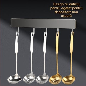 Lingură de supă din oțel inoxidabil pentru oală, cu sită, culoare aurie