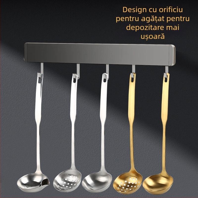 Lingură de supă din oțel inoxidabil pentru oală, cu sită, culoare aurie